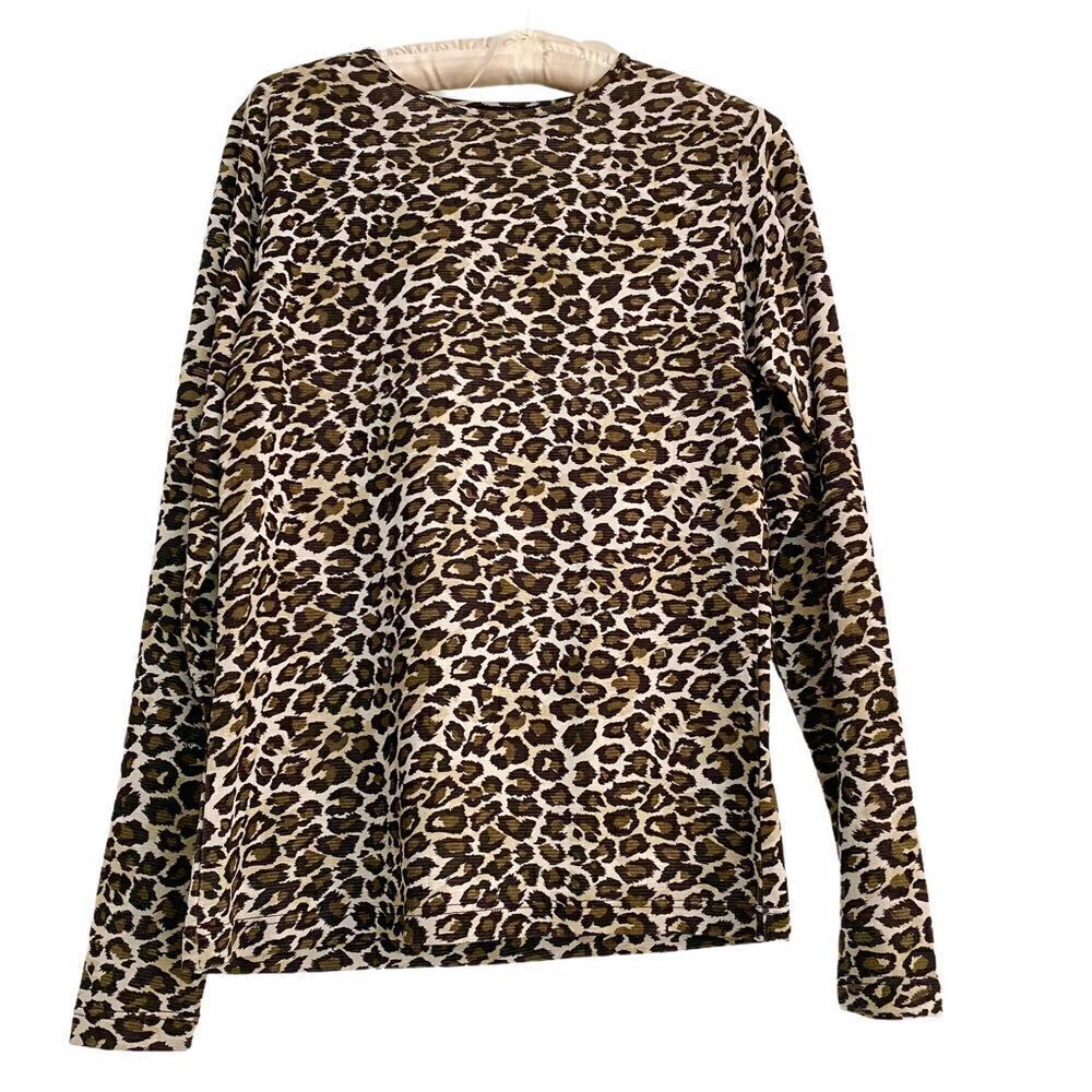 Lynn Ritchie Silk Cheetah Print Long Sleeve Top M